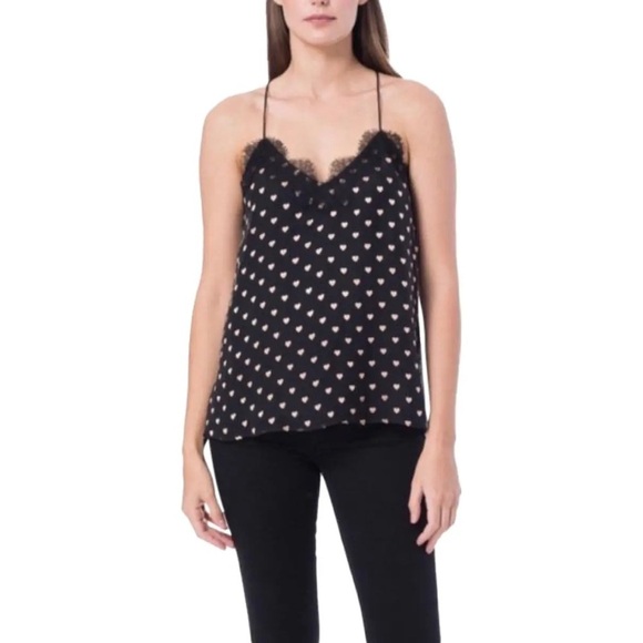 Cami NYC Lace Heart Camisole Black Pink - Picture 2 of 8